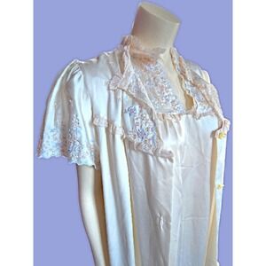 vintage peignoir set Bert Yellen For Iris Lingerie Nightgown Robe Ivory...